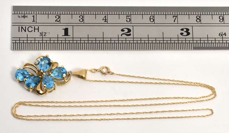 Bright Blue Topaz Cluster Pendant