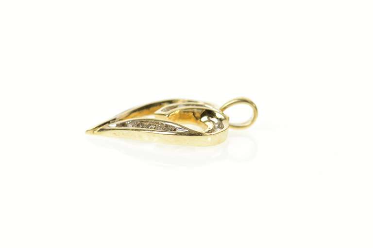 10K Yellow Gold Classic Curvy Diamond Heart Love Symbol Pendant