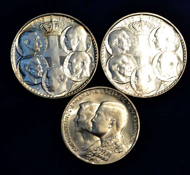 Lot OF 3 Silver Greek Coins 2 x Greece Kingdom 30 Drachma 1963 5 Kings 1 x 1961 Geek 30 Drachma
