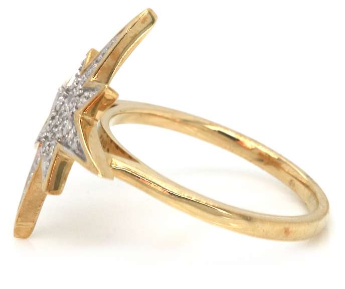 Trendy & Fun 10kt YG Pave Diamond Star Ring