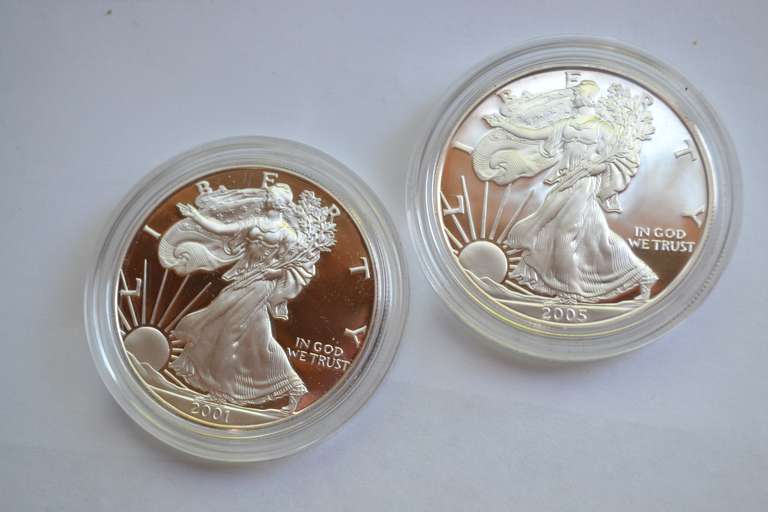 2001 W And 2005 W Proof Eagles With Boxs &Papers