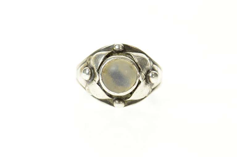 Sterling Silver Georg Jensen Ornate Moonstone Cabochon S20 Ring