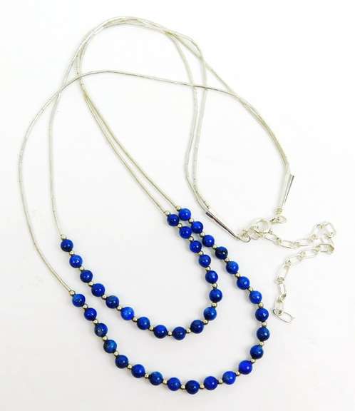 Carolyn Pollack Sterling & Lapis Long Bead Necklace