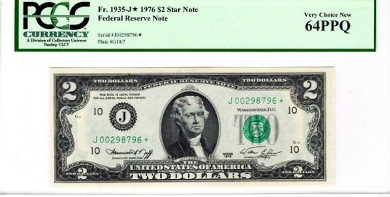 Crisp Exceptional 1976 $2 Kansas City Star Note Series Key PCGS Very Choice New 64 PPQ!
