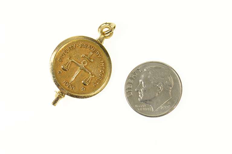 10K Yellow Gold FBI 10 Years Fidelity Bravery Integrity Pendant/Pin