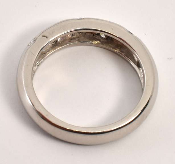 Contemporary Platinum Band with Diamonds