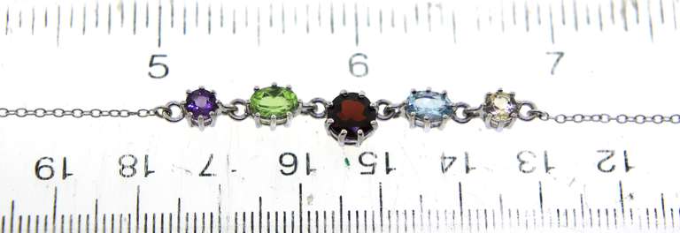 5 Stone Multi Gemstone Necklace
