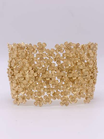 Gorgeous SS & 22kt Gold Plated Bangle Cuff Designer Bracelet