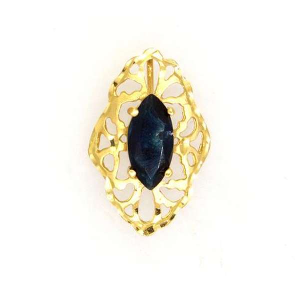 Ornate Blue Quartz Pendant in Gold