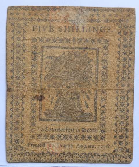 Jan 1 1776 Delaware 5 Shilling Note
