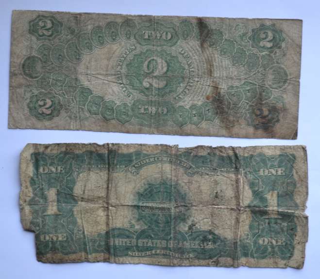 $1 Black Eagle & $ 2 Jefferson 1917 Series Notes