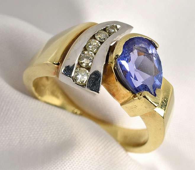 Modern Pear Shaped Tanzanite Ring