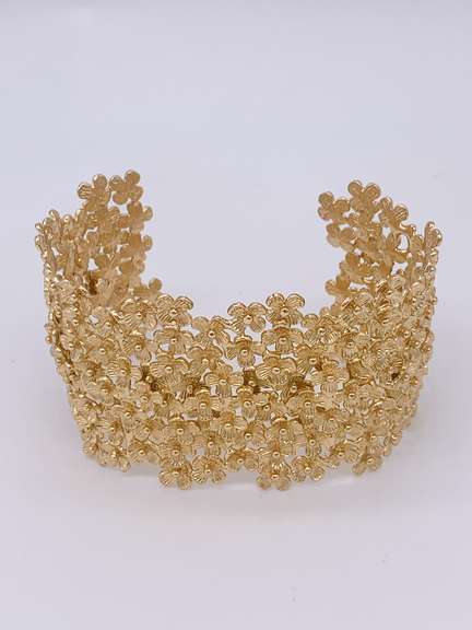 Gorgeous SS & 22kt Gold Plated Bangle Cuff Designer Bracelet