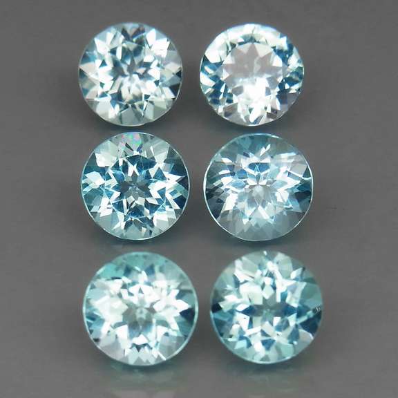 Matched! 6 piece 9.13ct full fire sky blue Topaz set