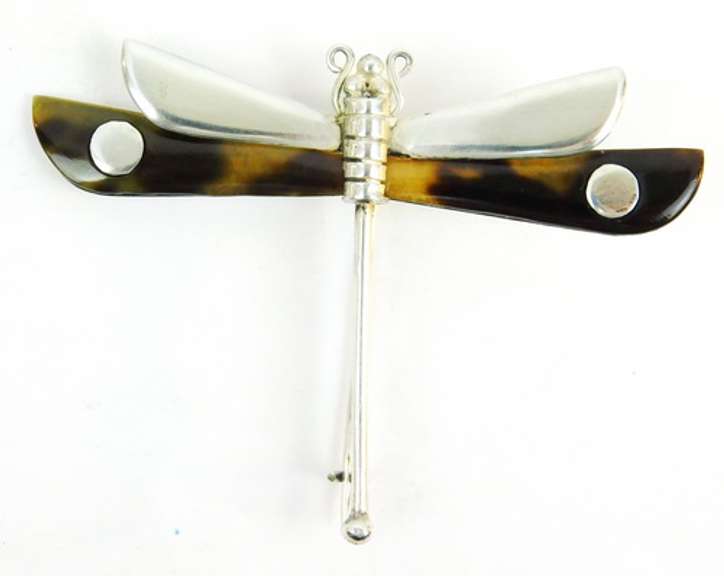 Early William Spratling Sterling Shell Dragonfly Pin