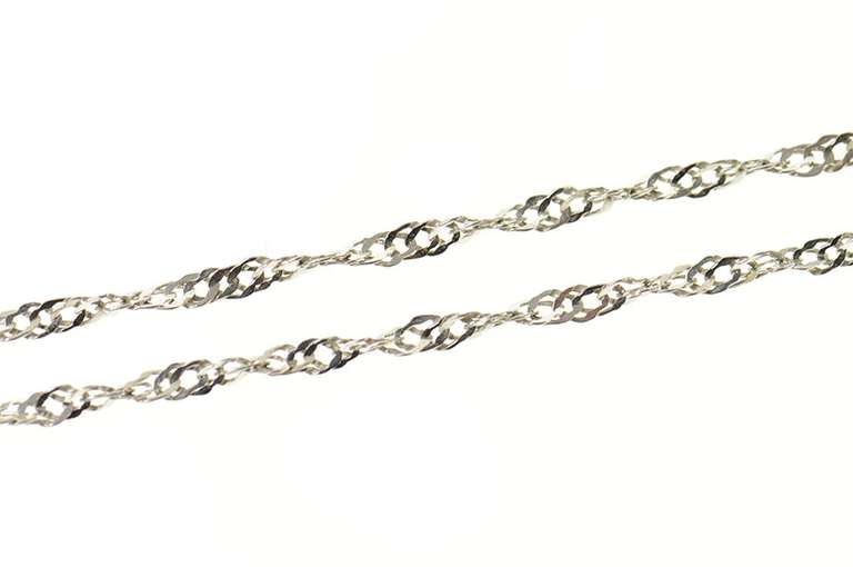 14K White Gold 2.3mm Rolling Twist Curb Spiral Chain Necklace
