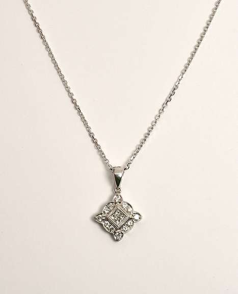 Lovely Diamond Pendant Necklace in 14K WG