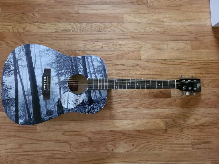 Taylor Swift Autographed Folklore Custom Graphics Acoustic Guitar
