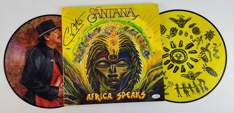 Carlos Santana Autographed 2x Picture Disc Africa Speaks Vinyl Lp