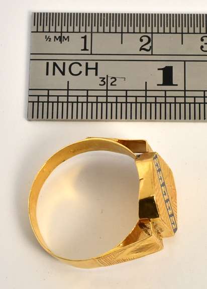 Man's 22k Signet Style Ring with Enamel