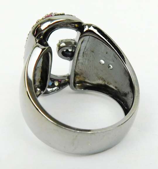 Sterling Multi-Colored Sapphire Buckle Ring, 10