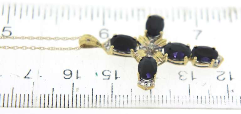 Very Elegant Sapphire & Diamond Cross Necklace