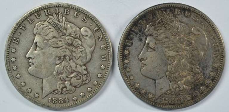 Scarce 1884-S & 1885-S Morgan Silver Dollars