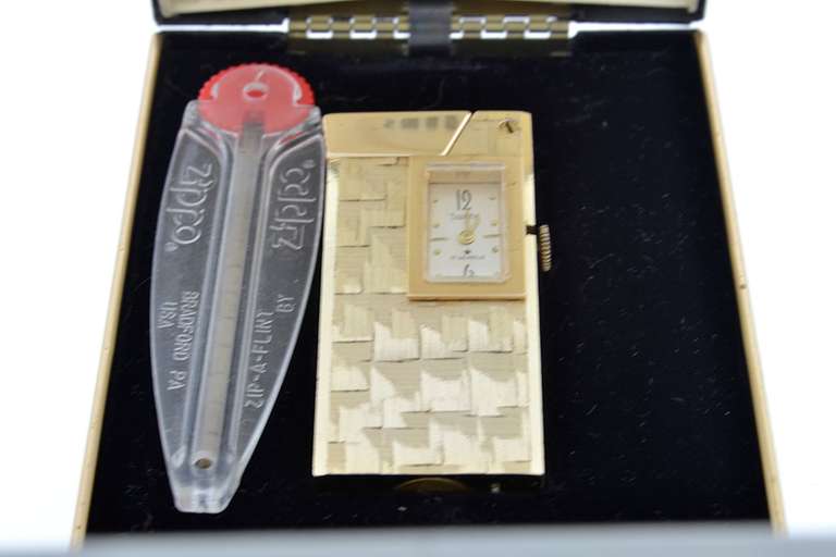 Vintage Manuel Wind Lighter 17 Jewel Watch By Swank Comes with Box and Extra Flints