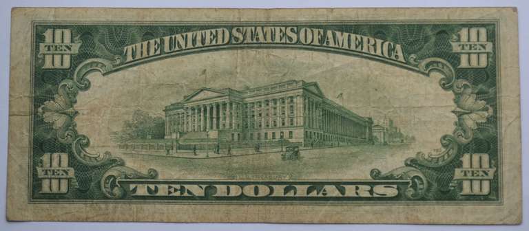 1934 A North  Africa $ 10 Silver Cert Emergency  Issue