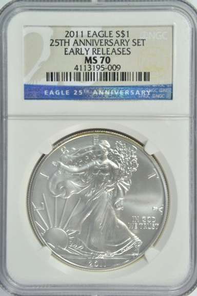 NGC MS70 2011-W EARLY RELEASES $1 from 25th Anniv Set