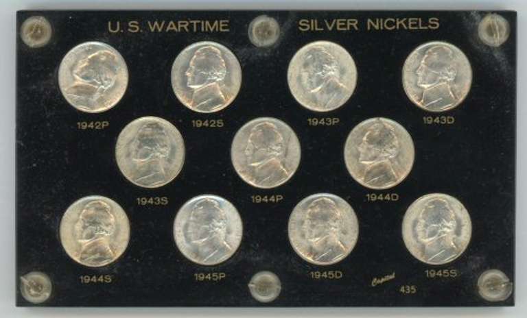 Superb Gem BU 11-pc Silver Jefferson War Nickel set