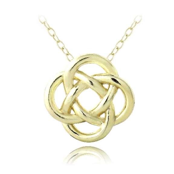 18K Gold over Sterling Silver Love Knot Flower Necklace