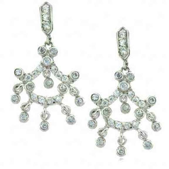 Sterling Silver CZ Chandelier Earrings