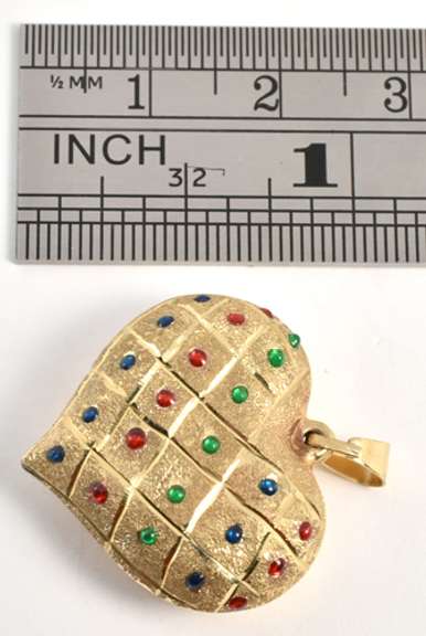 Lovely Puffed Heart with Enamel Pendant