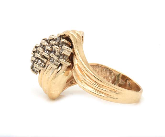 Multi Diamond Waterfall Bypass Ring in 14K