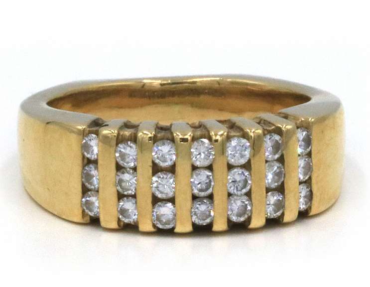Elegant 14kt YG Channel Set Multi-Row Diamond Ring