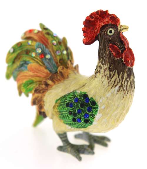 Rooster Rhinestone Trinket Box