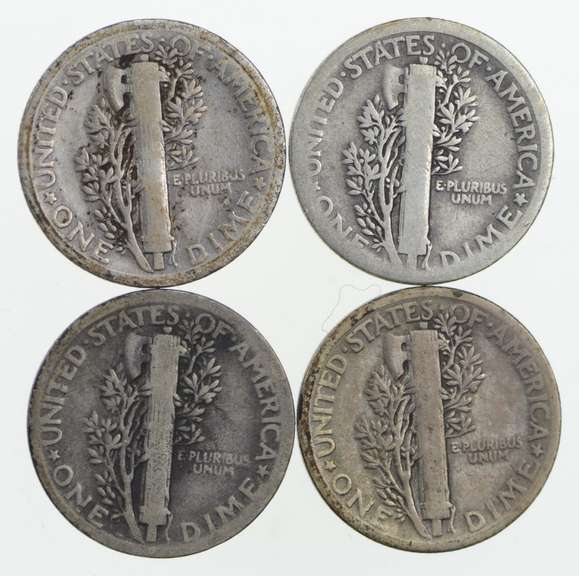 Lot (4) 1921 Mercury Dimes