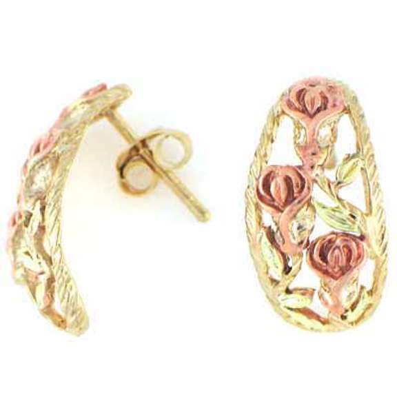 18K Gold over Sterling Silver Two-Tone Rose Half-Hoop Earrings