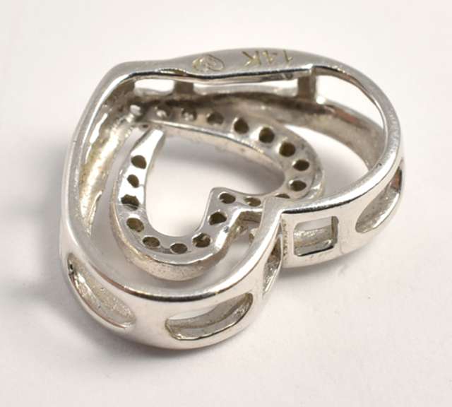 Modern Heart in a Heart Diamond Pendant