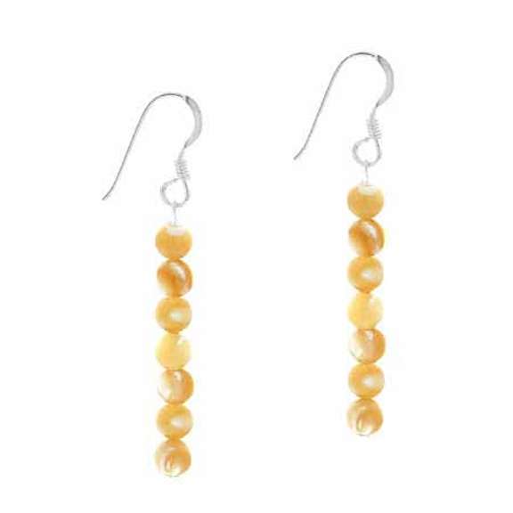 Sterling Silver Mother of Pearl Beaded Dangle Earrings