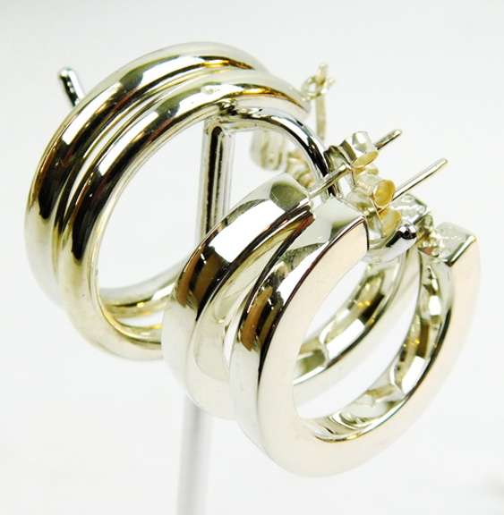 3 Pairs of Sterling Silver Hoop Earrings
