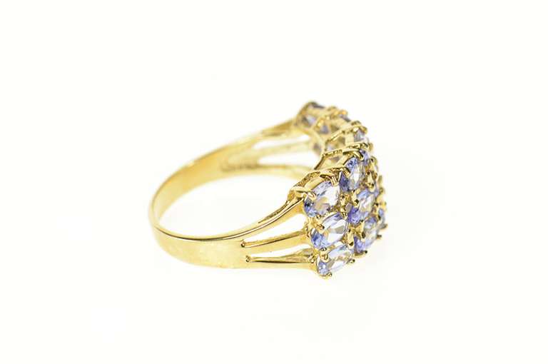 10K Yellow Gold Tiered Oval Tanzanite Squared Statement Ring