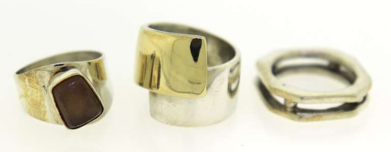 Modern Group Lot of 3 Sterling Silver Rings