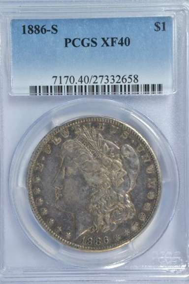 Choice XF 1886-S Morgan Silver Dollar. PCGS XF40