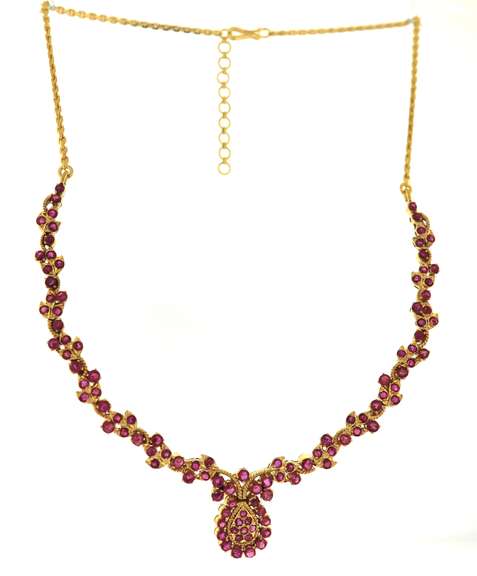 Romantic 21kt YG Traditional Pink Ruby Accent Necklace