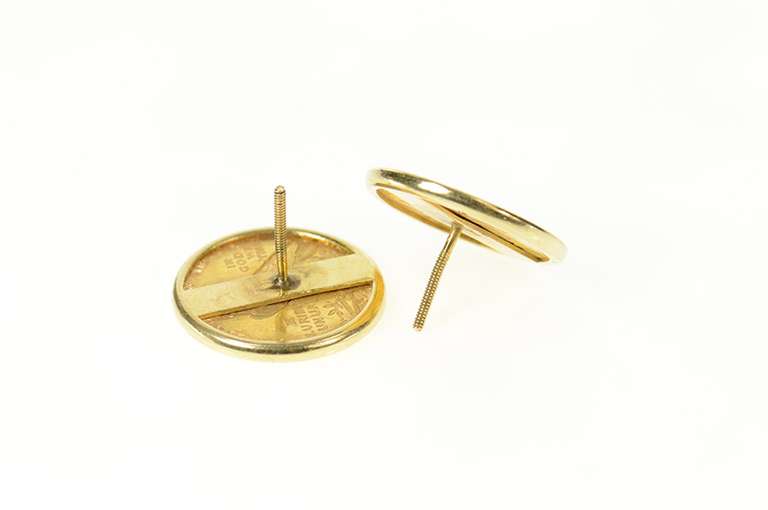 14K Yellow Gold 1928 & 1929 Indian Head Quarter Eagle Coin Earrings