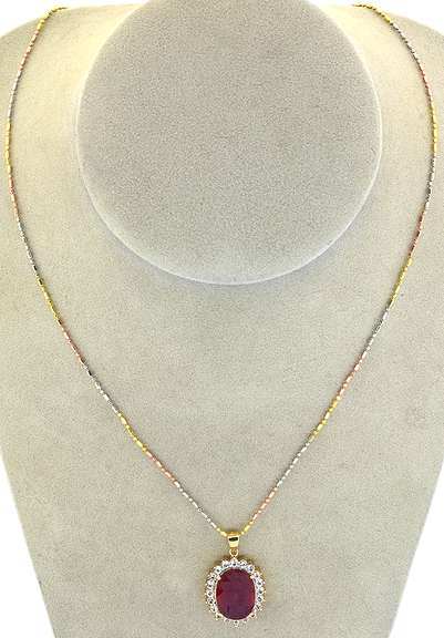 Delightful Ruby & Sapphire Necklace in Vermeil