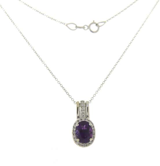 Powerful White Gold Amethyst & Diamond Necklace