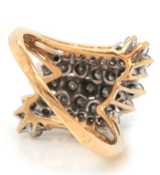 Gorgeous 14kt YG Diamond Cluster Waterfall Ring